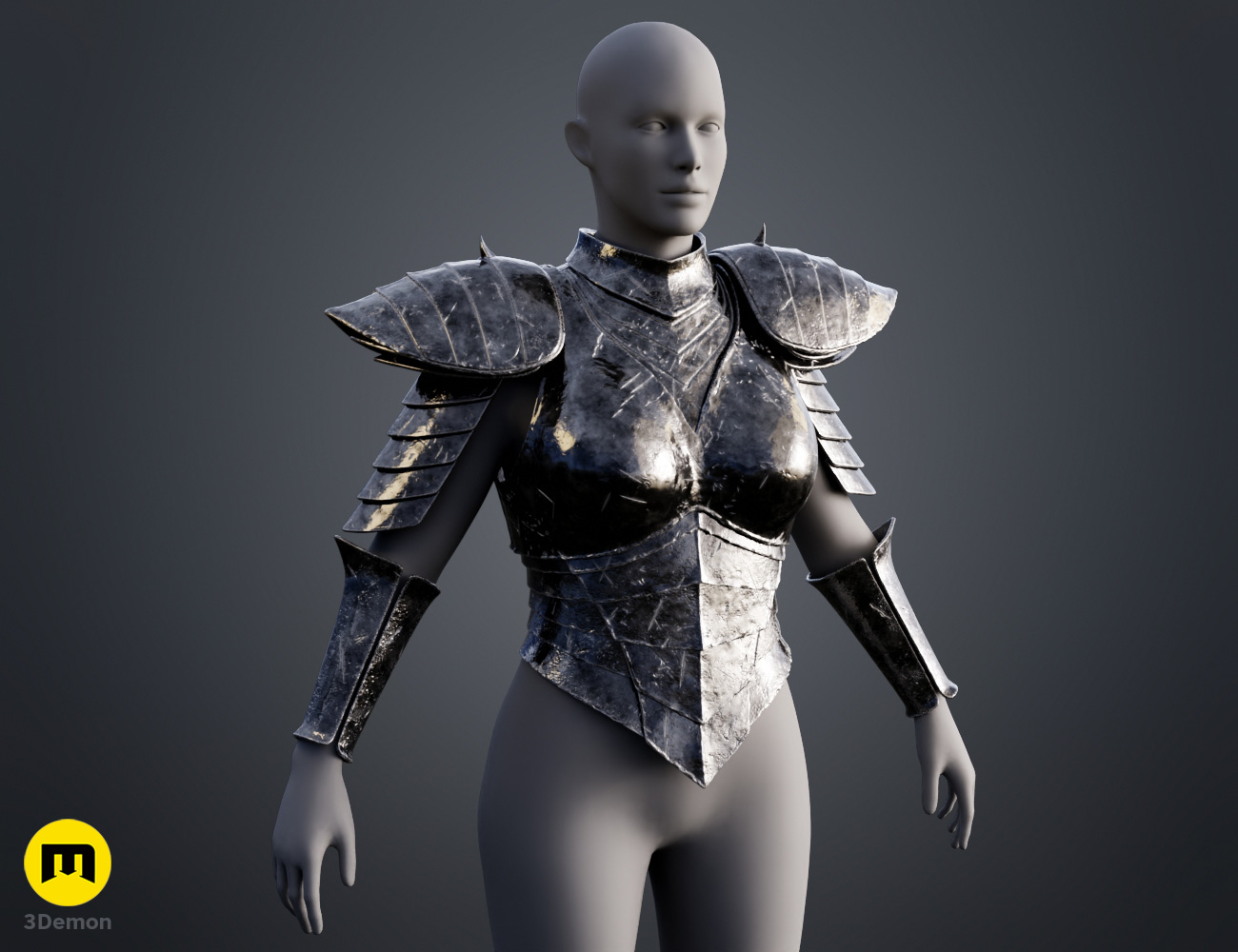 Coloured render of Dark Enchantress Armor from Lords of the Fallen 3D print STL 3Demon chest