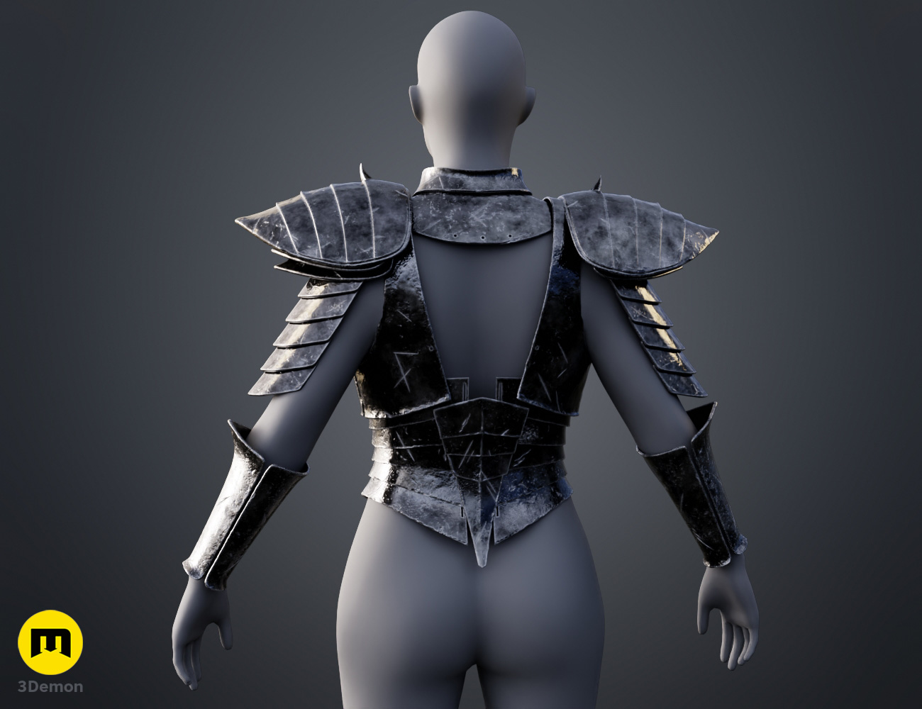 Coloured render of Dark Enchantress Armor from Lords of the Fallen 3D print STL 3Demon back