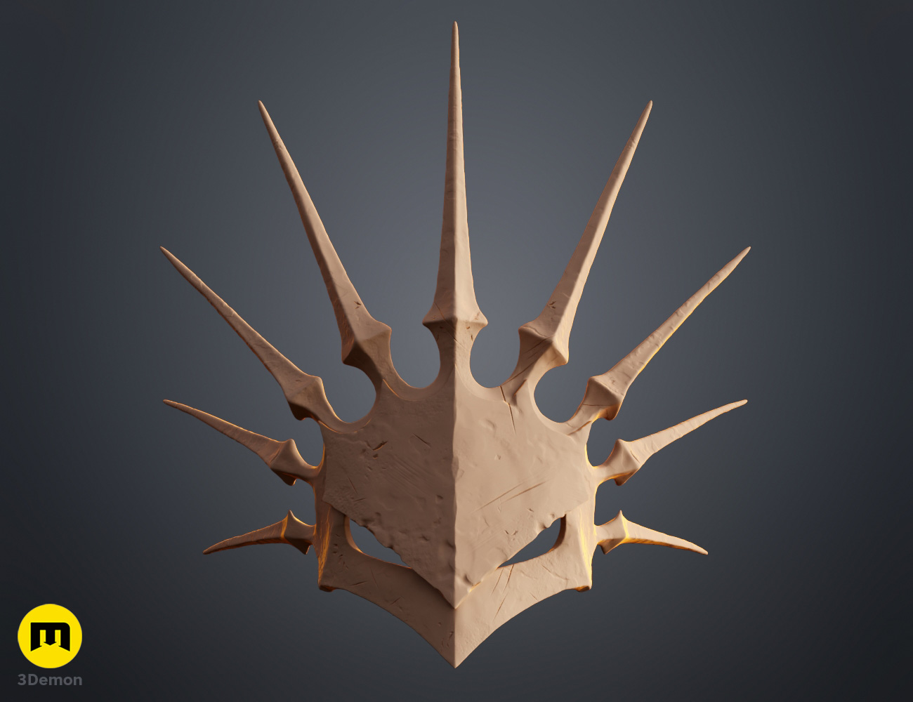 Render of Dark Enchantress Mask from Lords of the Fallen 3Dprint STL 3Demon front