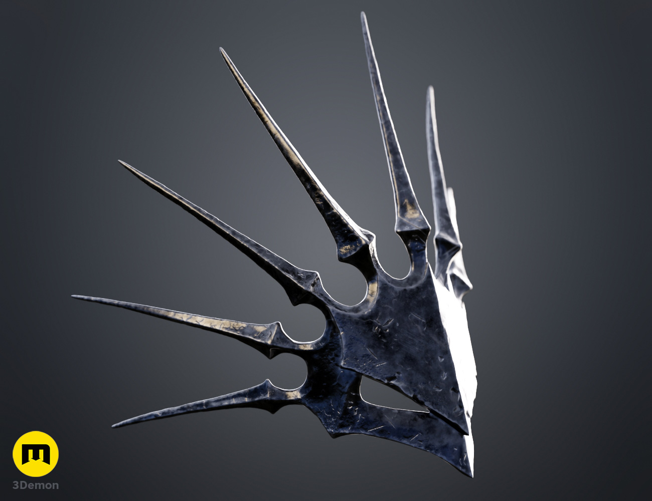 Render of Dark Enchantress Mask from Lords of the Fallen 3Dprint STL 3Demon color side