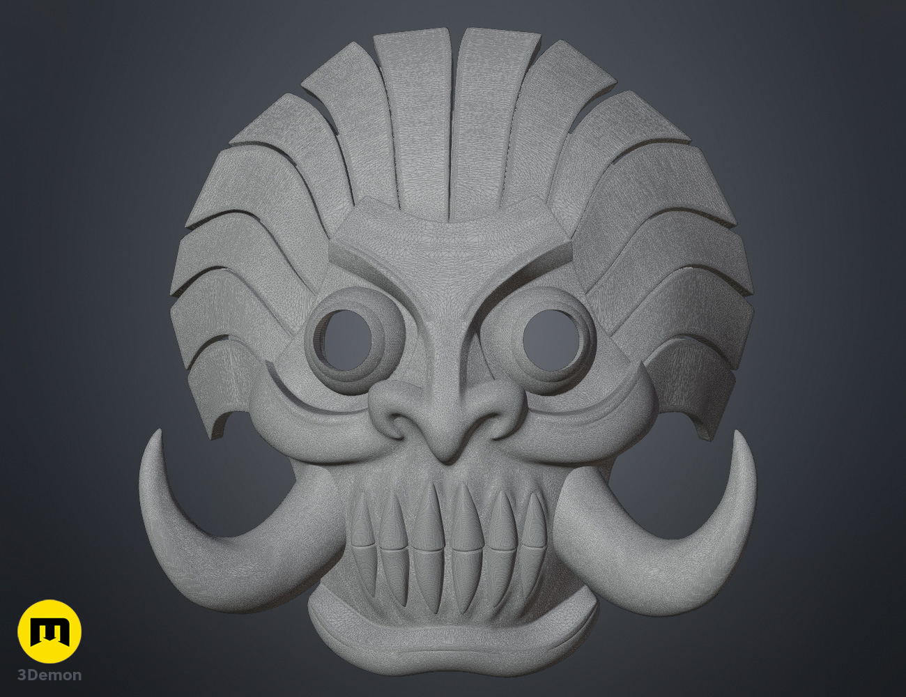 Render of Hachigen Ushoda Hollow Mask from Bleach 3dprint stl 3Demon mesh