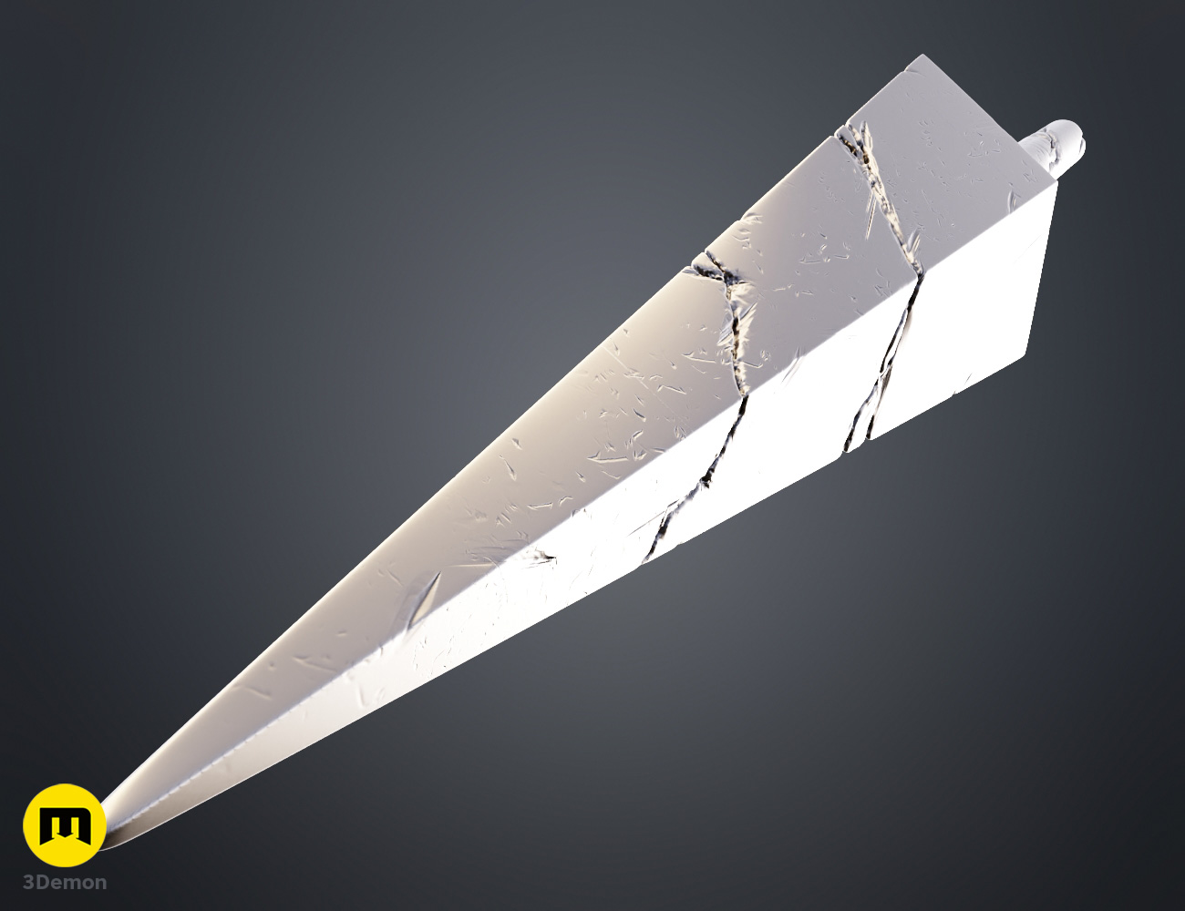 Render of Damaged nail ghost Hollow Knight cosplay prop sword 3Dprint 3Demon