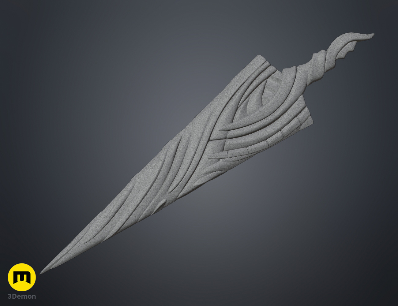 Render of Pure nail ghost from Hollow Knight 3Demon 3dprint silver sword prop mesh