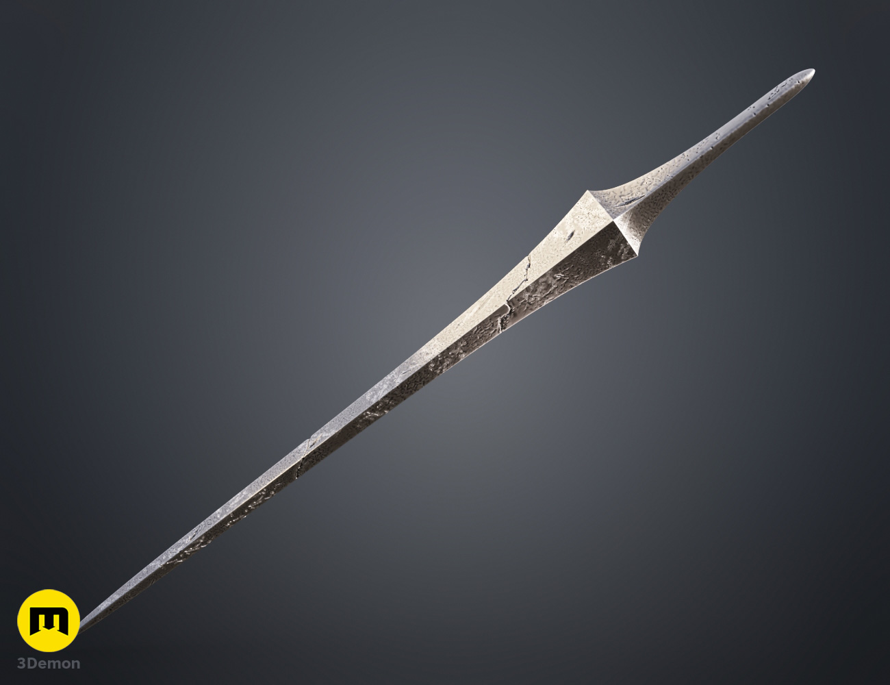 Render of Hollow Knight Pure Vessel Nail Damaged STL 3D print 3Demon