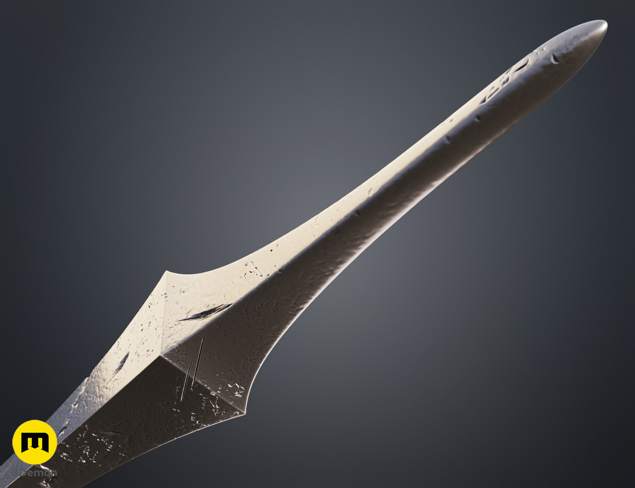 Render of Hollow Knight Pure Vessel Nail Damaged detail STL 3D print 3Demon