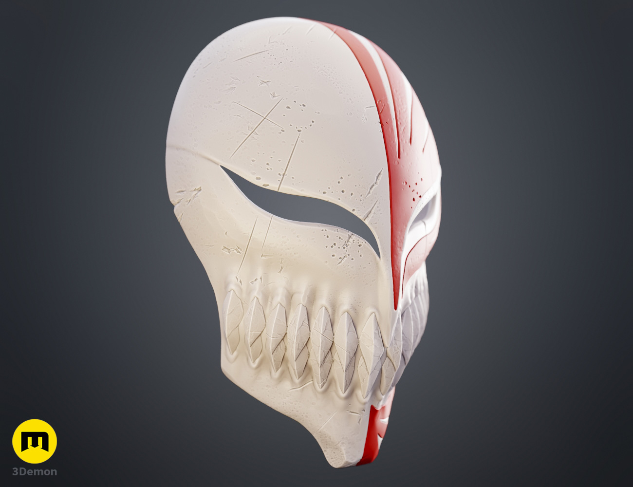 Coloured render of Ichigo Hollow Mask from Bleach stl 3dprint 3Demon whole helmet