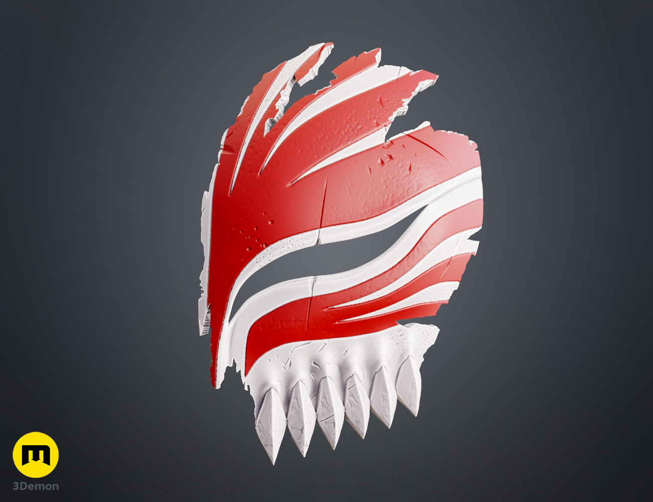 Coloured render of Ichigo Hollow Mask from Bleach stl 3dprint 3Demon side