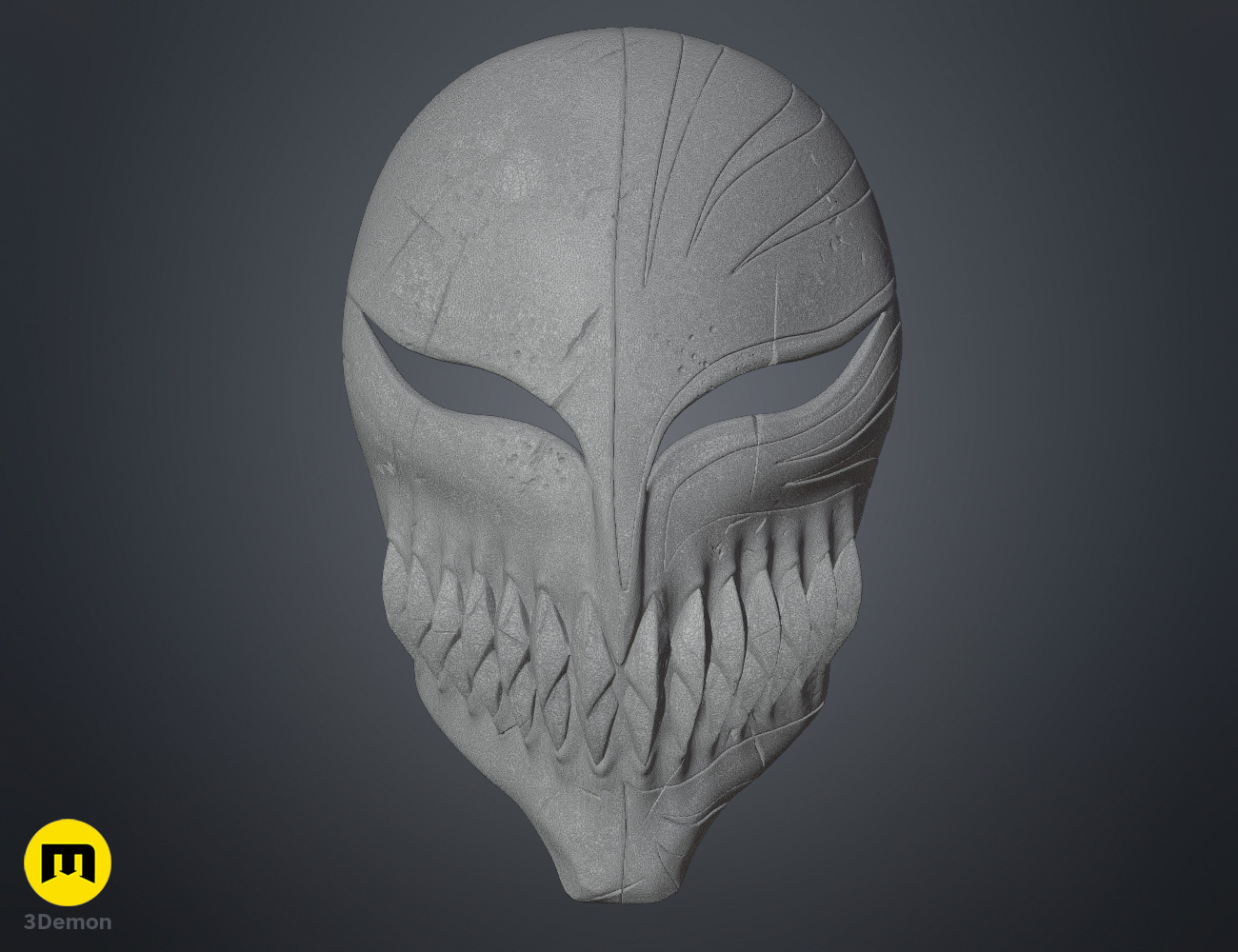 Render of Ichigo Hollow Mask from Bleach stl 3dprint 3Demon mesh whole