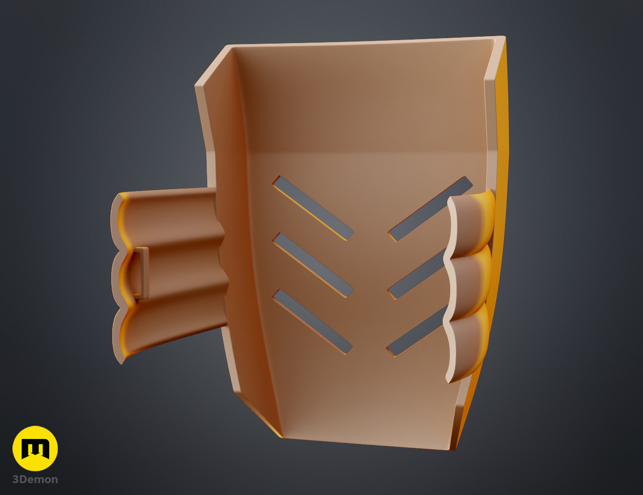 Render of Kensei Muguruma Hollow Mask from Bleach 3dprint stl 3Demon back