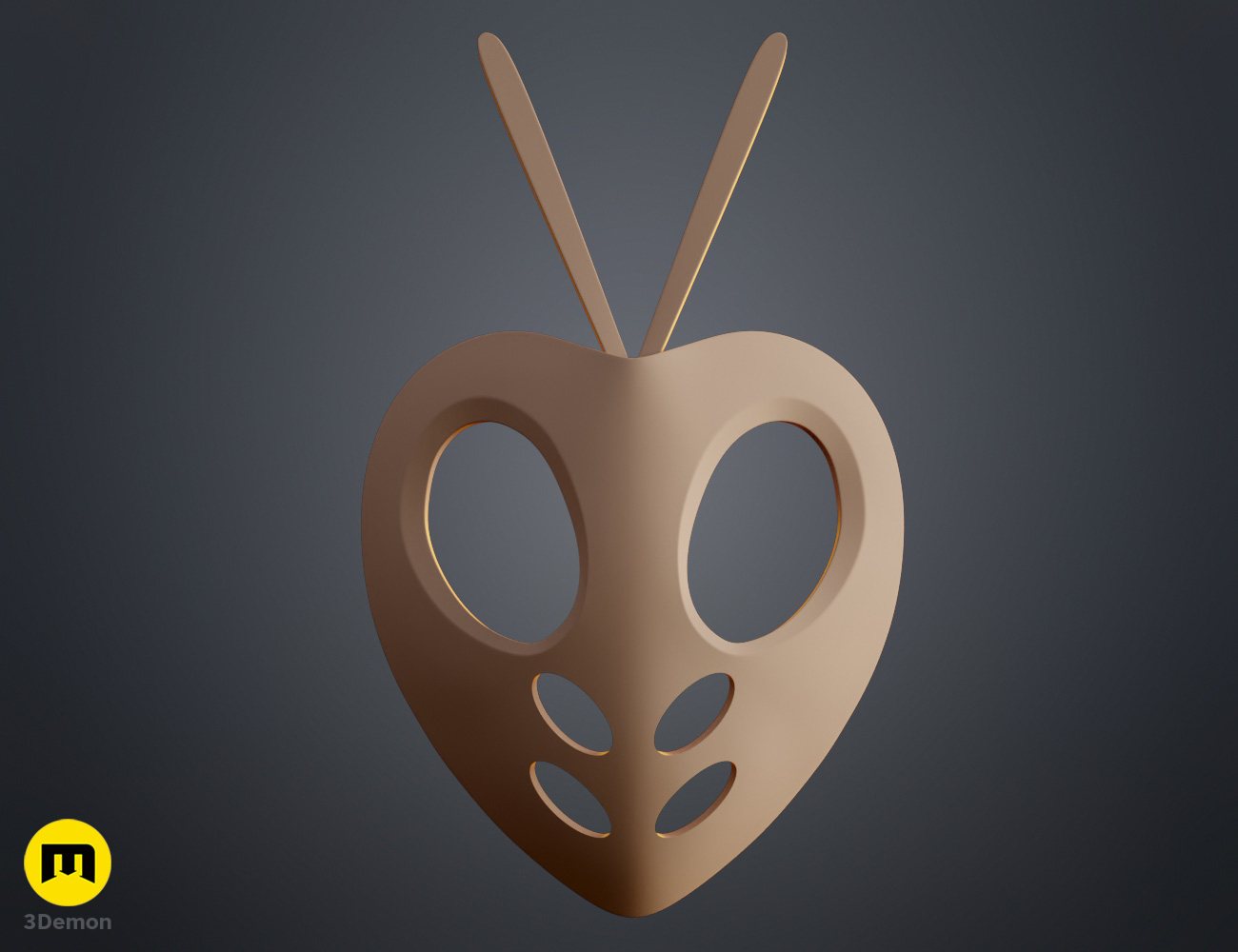Render of Mashiro Kuna Hollow Mask from Bleach stl 3dprint 3Demon front