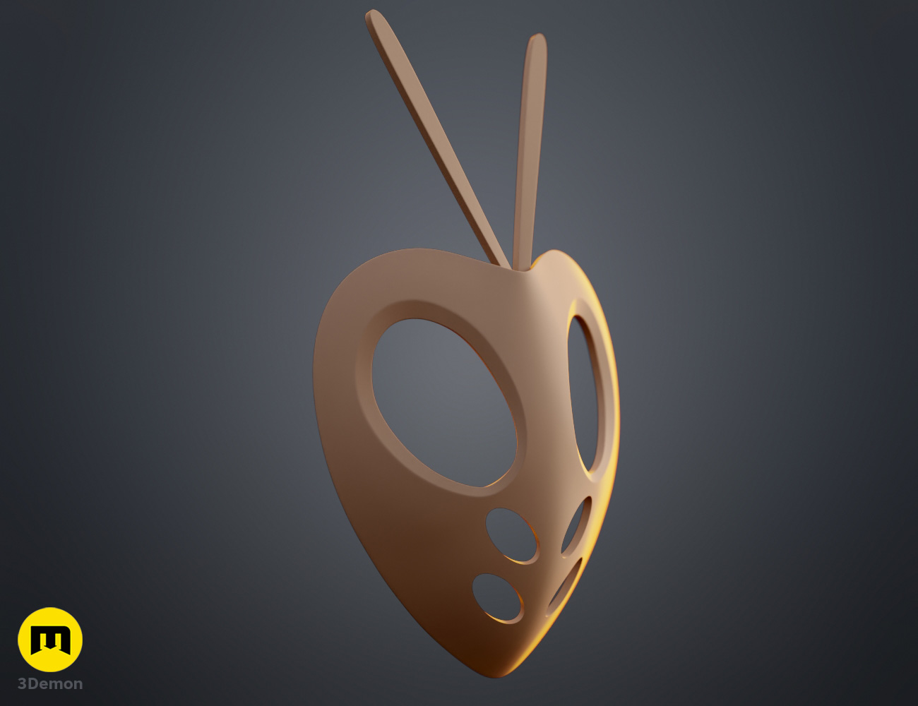 Render of Mashiro Kuna Hollow Mask from Bleach stl 3dprint 3Demon side