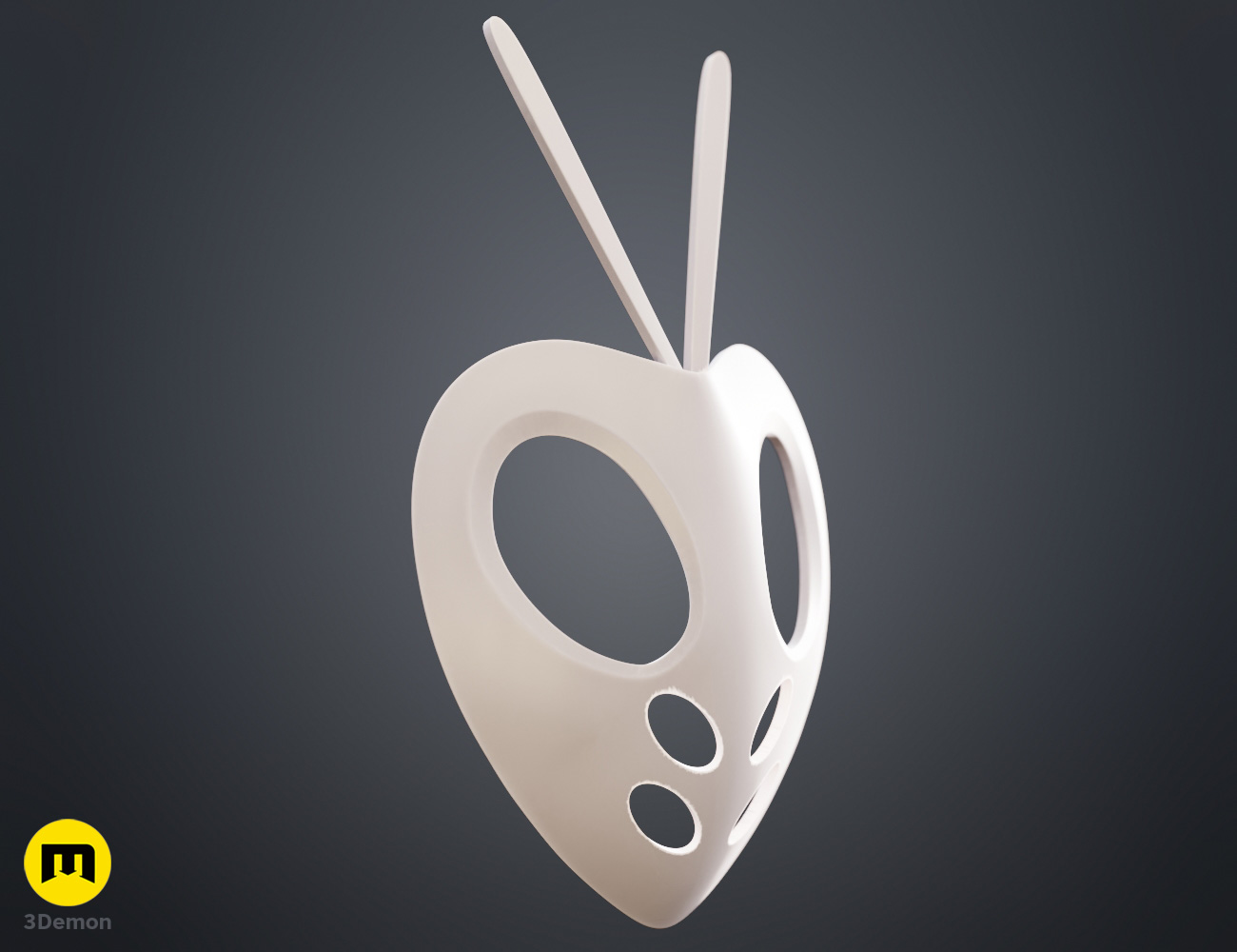 Coloured render of Mashiro Kuna Hollow Mask from Bleach stl 3dprint 3Demon side