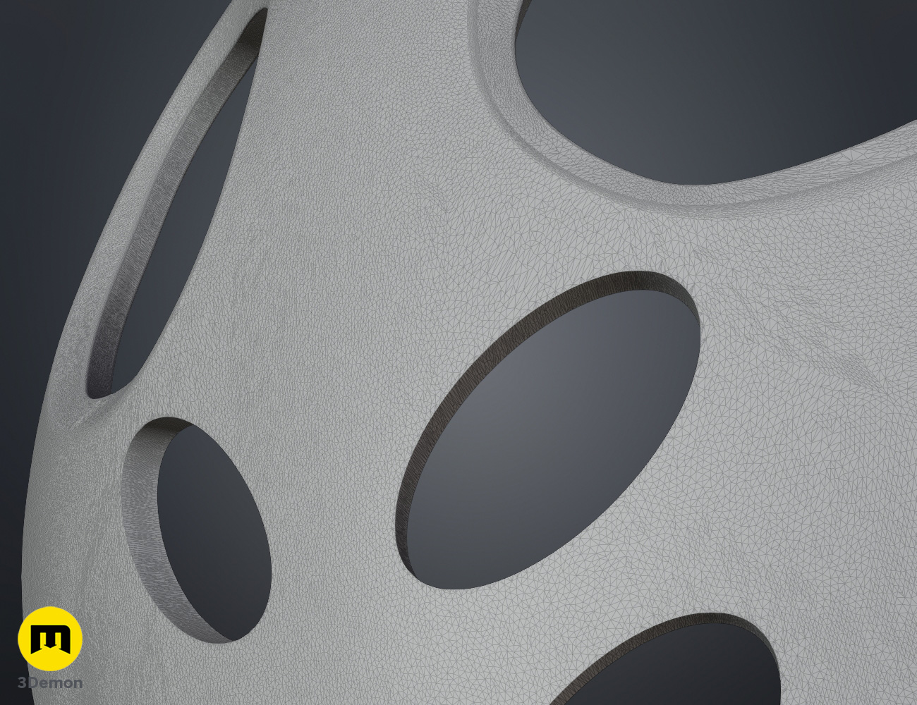 Render of Mashiro Kuna Hollow Mask from Bleach stl 3dprint 3Demon mesh detail