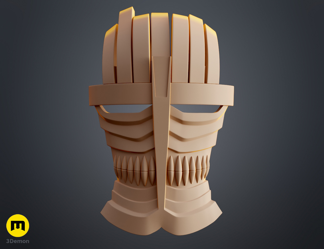 Render of Shinji Hollow Mask from Bleach stl 3dprint 3Demon front
