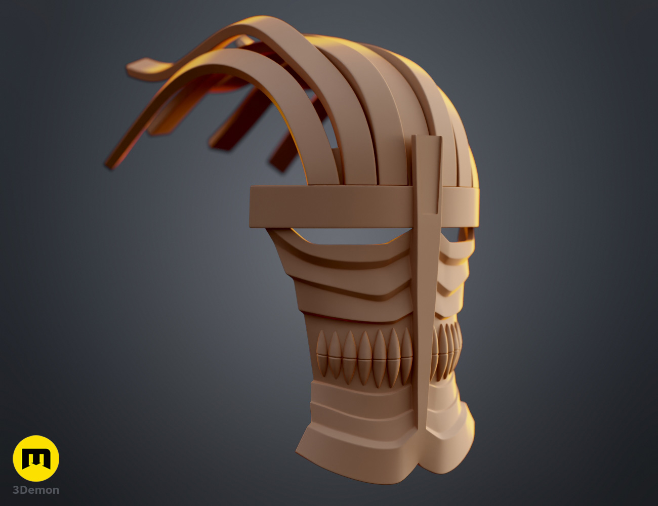 Render of Shinji Hollow Mask from Bleach stl 3dprint 3Demon side