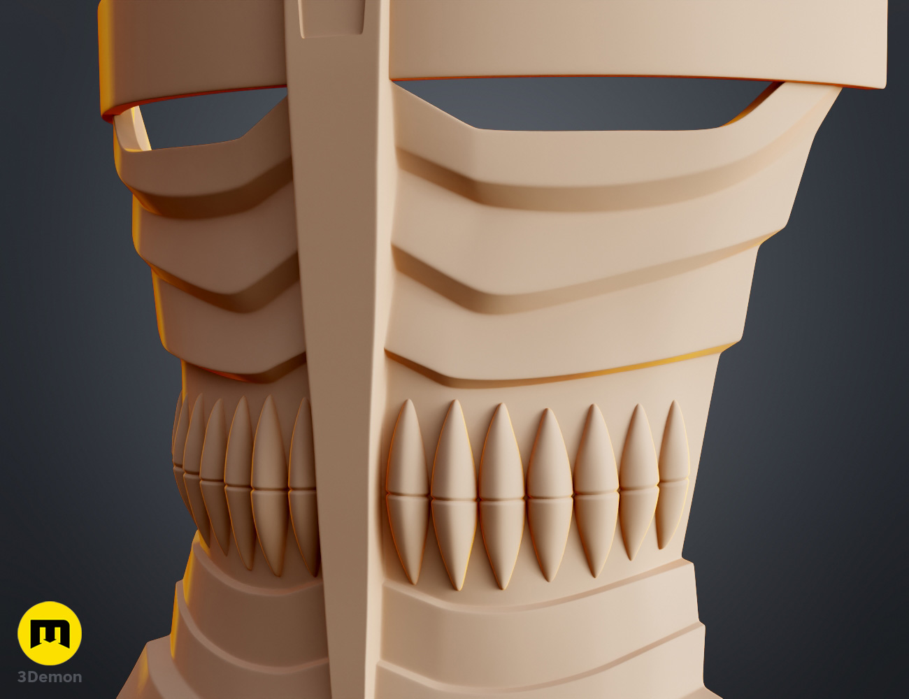 Render of Shinji Hollow Mask from Bleach stl 3dprint 3Demon detail