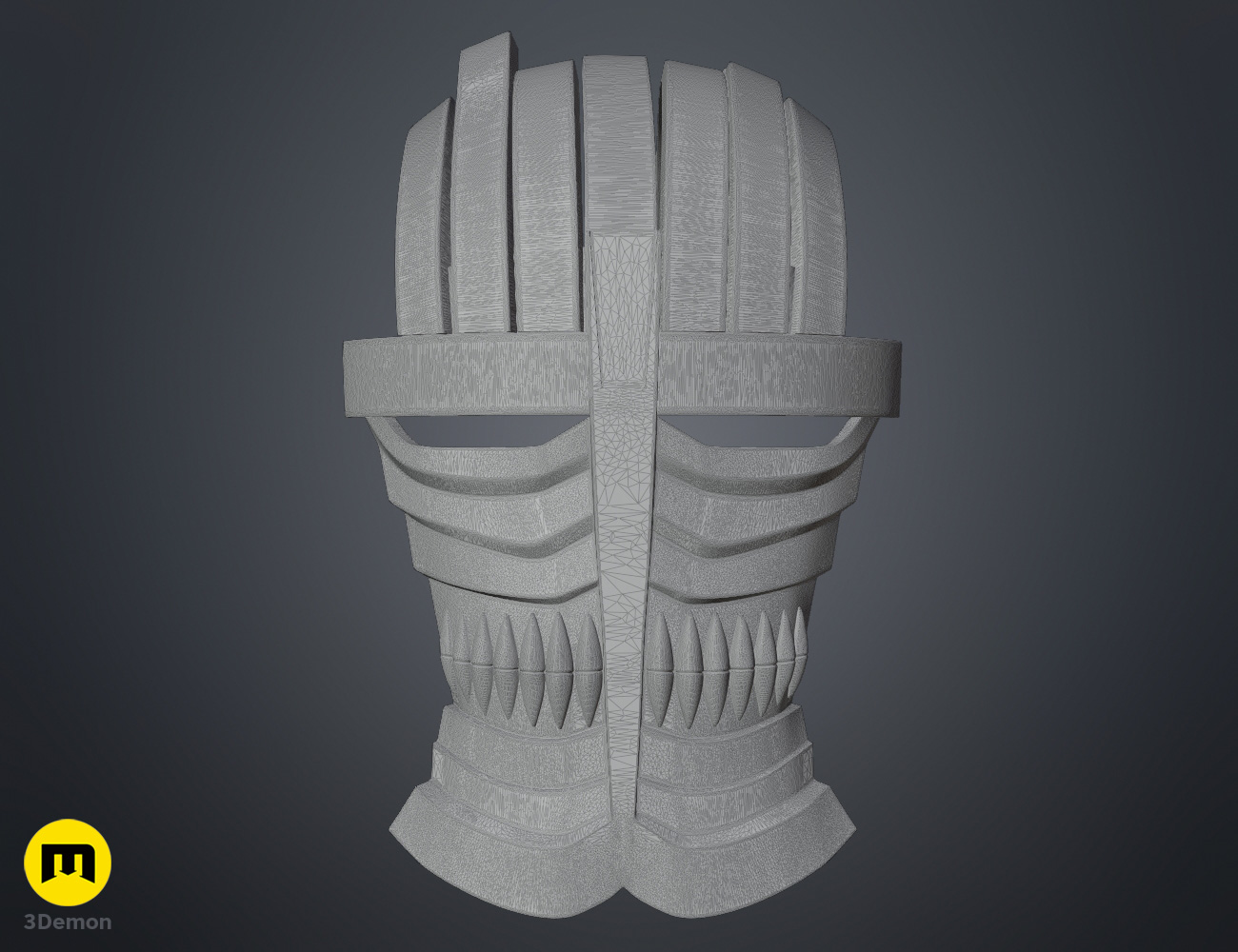 Render of Shinji Hollow Mask from Bleach stl 3dprint 3Demon mesh