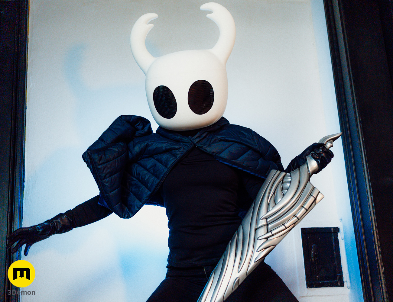Photo of Hollow Knight Ghost Helmet 3D printed 3Demon cosplay mask with prop